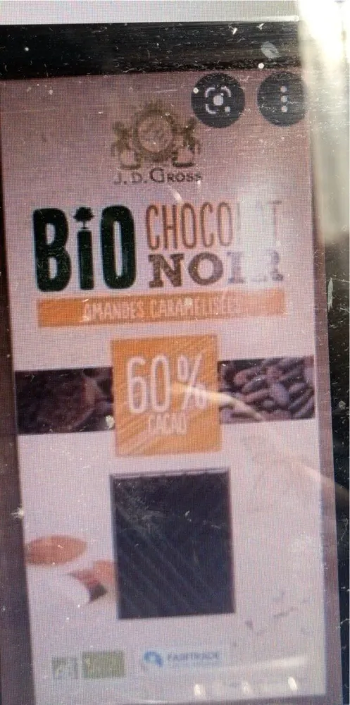 Chocolat noir 60% Amandes caramelisees