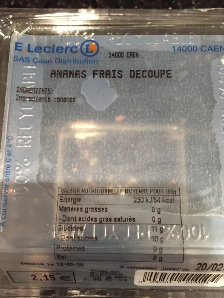 Ananas frais decoupe