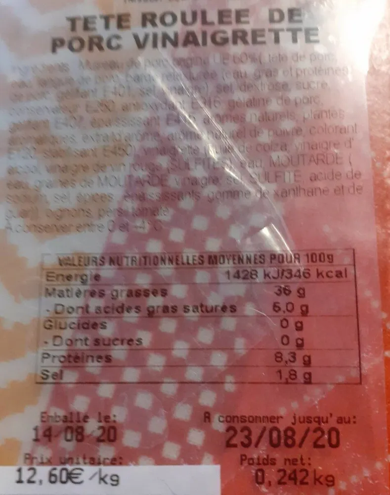 Tete roulée de porc