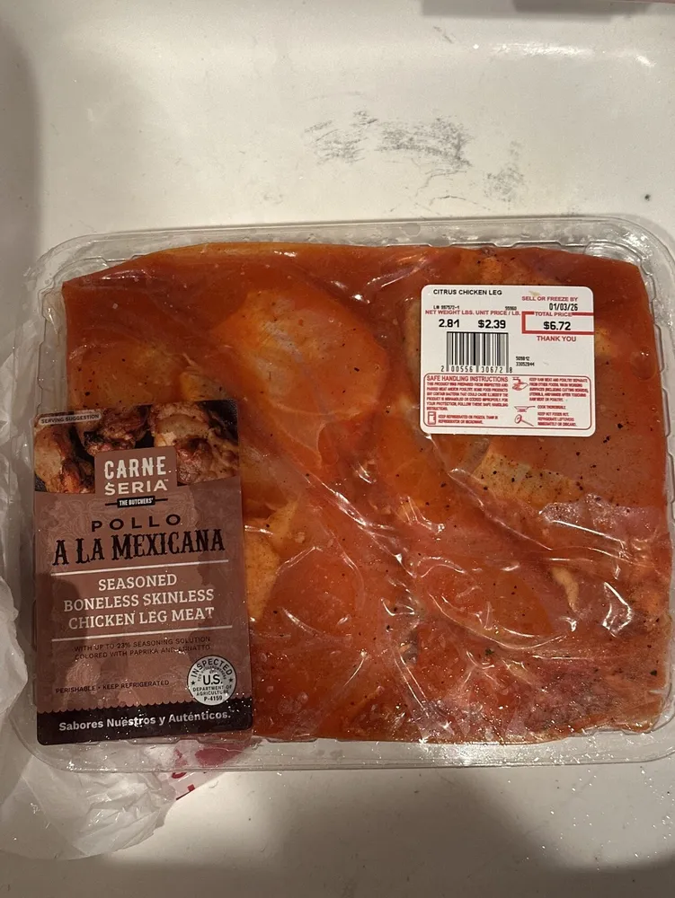 Seasoned Boneless Skinless Chicken Leg Meat