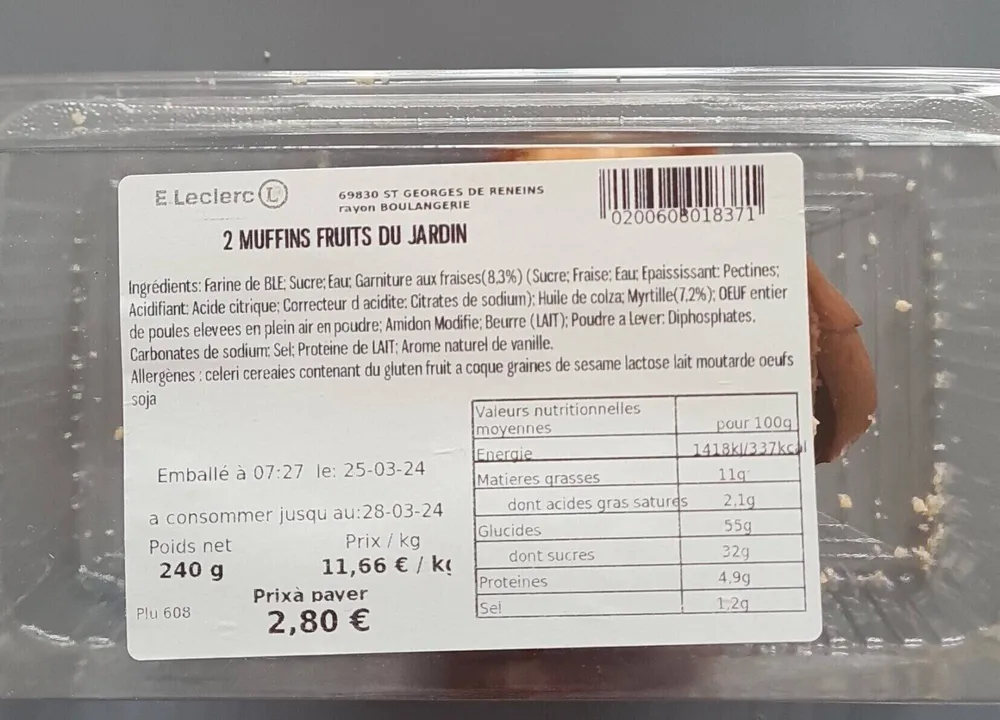 Muffins fruits du jardin