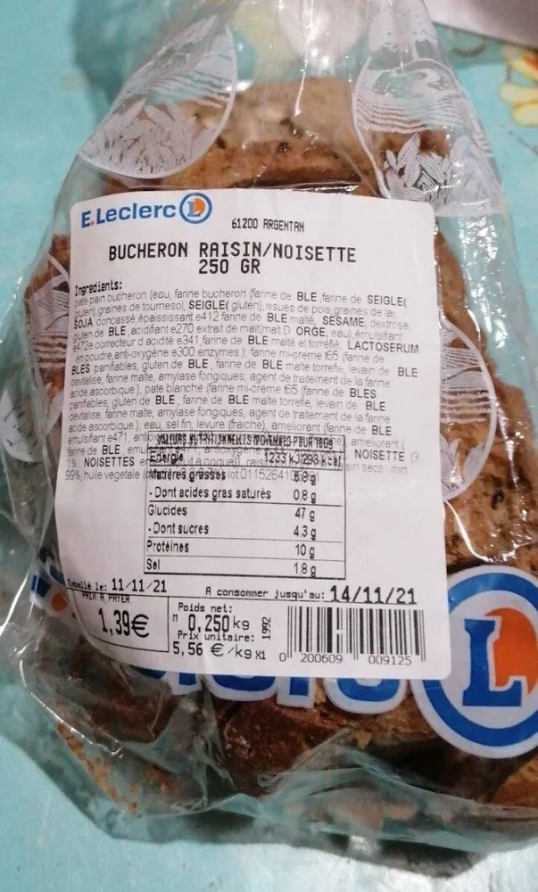 Bûcheron raisin noisette 250 gr