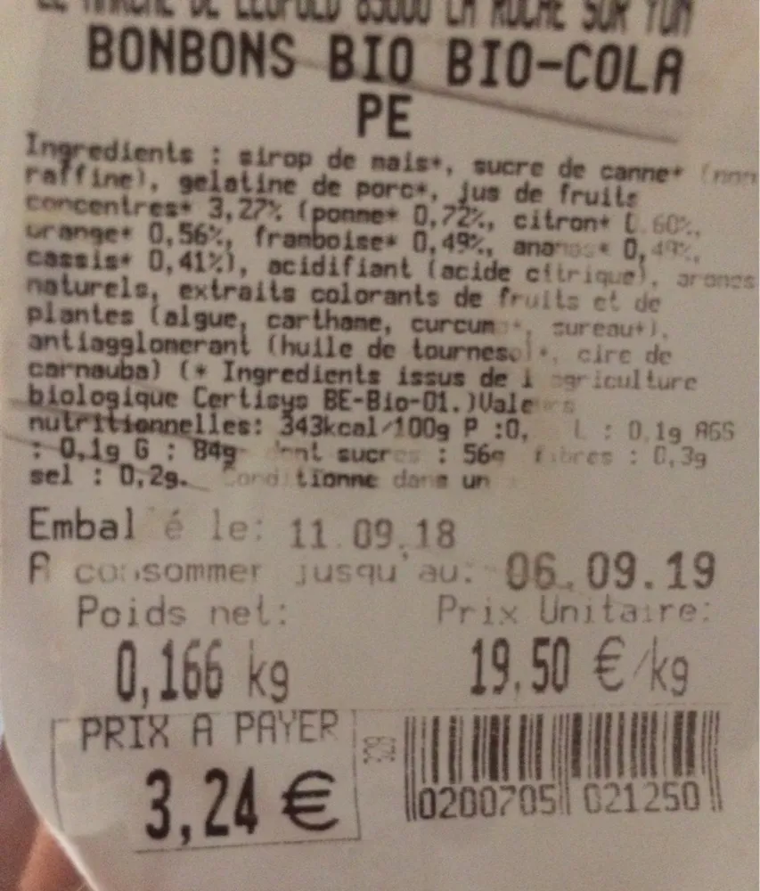 Bonbons bio bio-cola