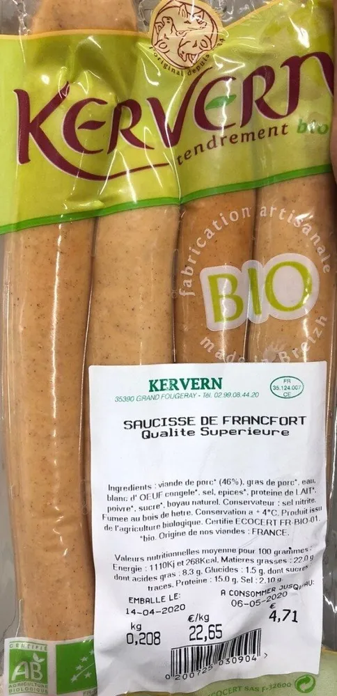 Saucisse de francfort bio