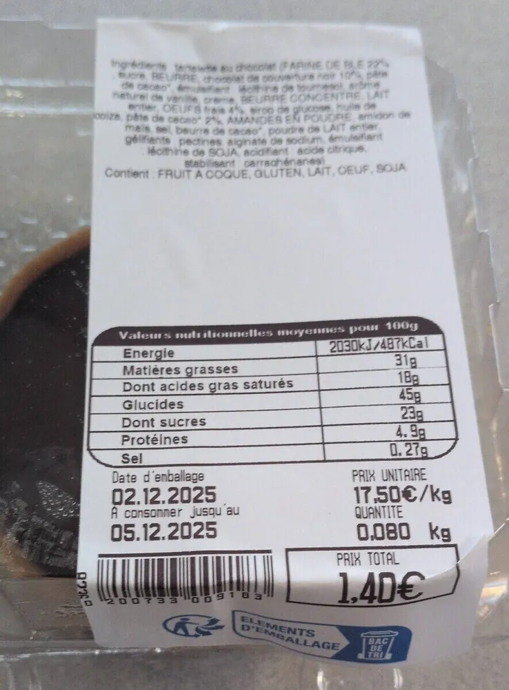 Tartelette au chocolat