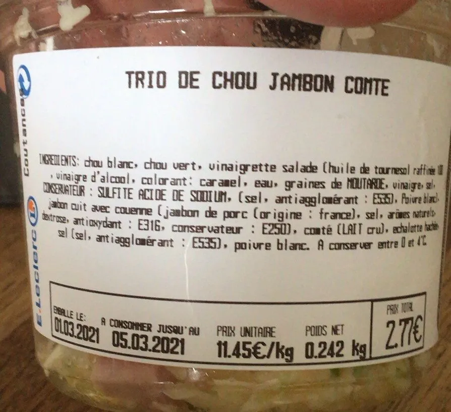 Trio de chou jambon comte