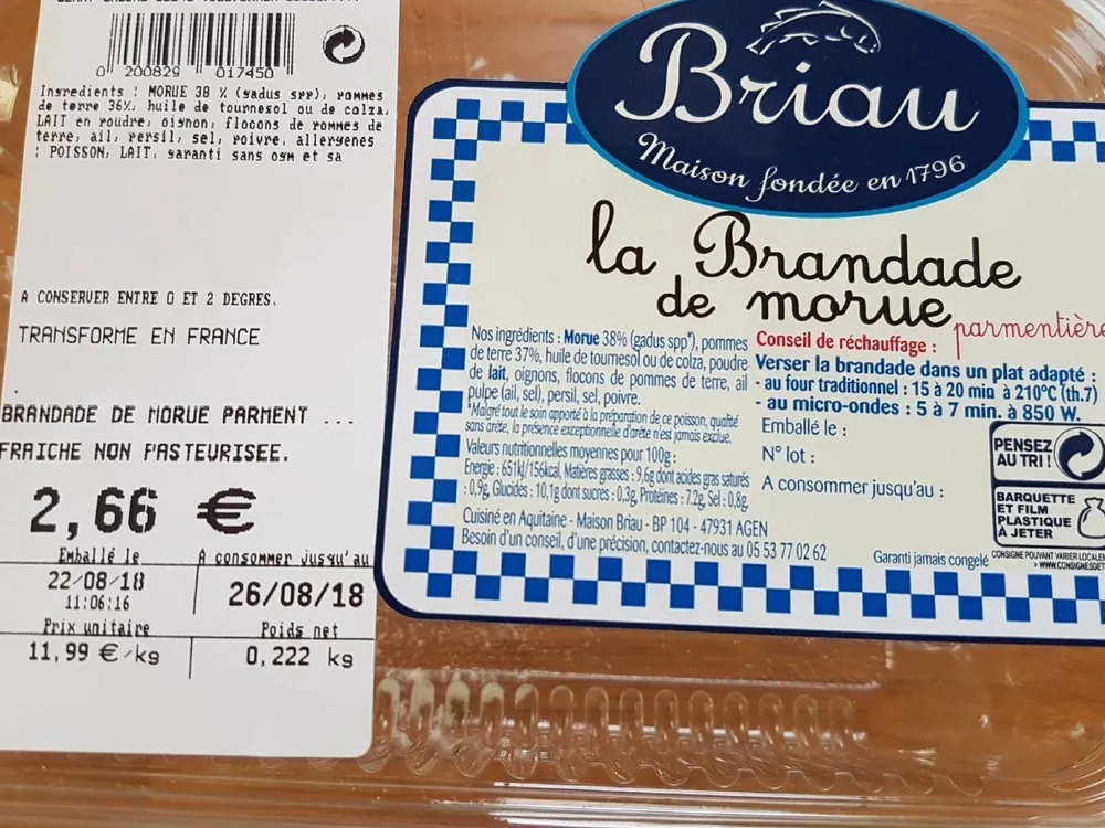 La Brandade de Morue parmentiere fraîche