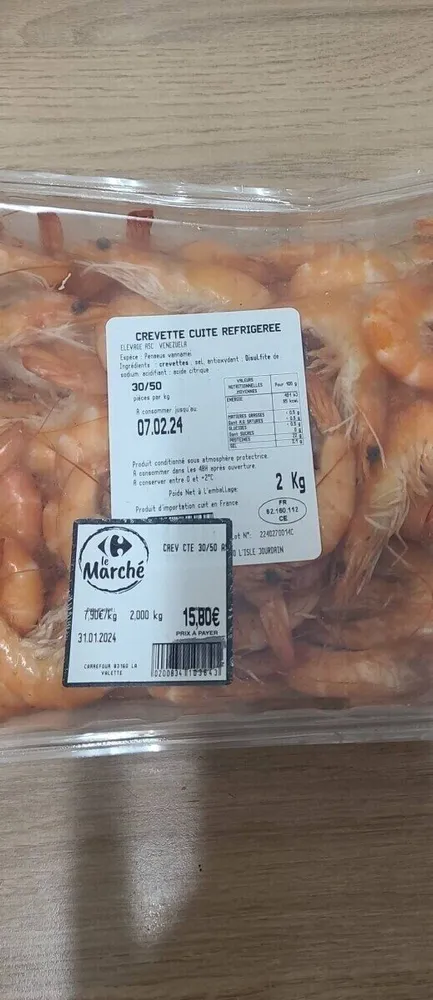 Crevettes cuites réfrigérée