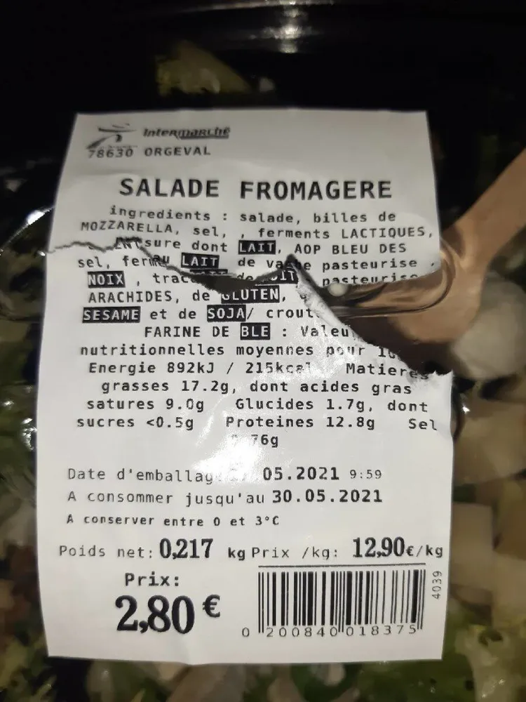 Salade fromagère intermarché