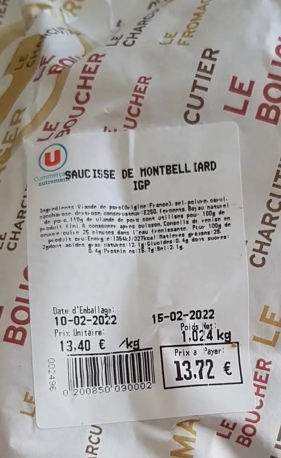 Saucisse de montbelliard