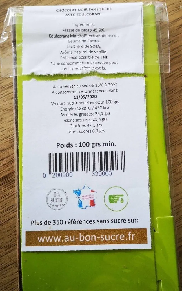 Chocolat traditionnel noir extra