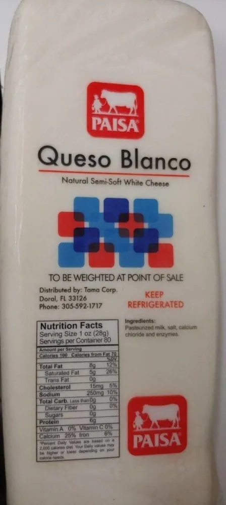 Queso Blanco tipo Paisa
