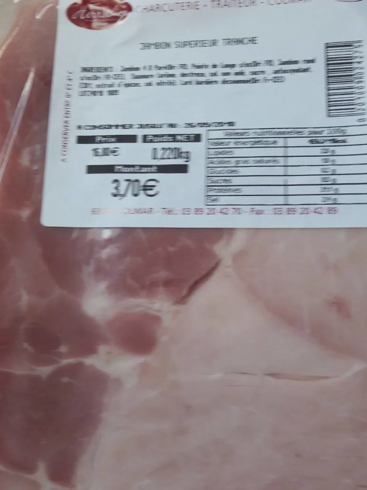 Jambon supérieur tranche