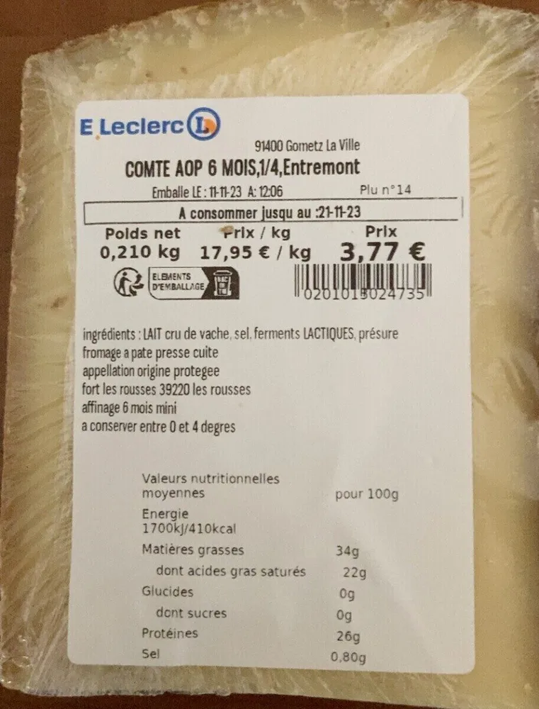 Comté aop 6 mois