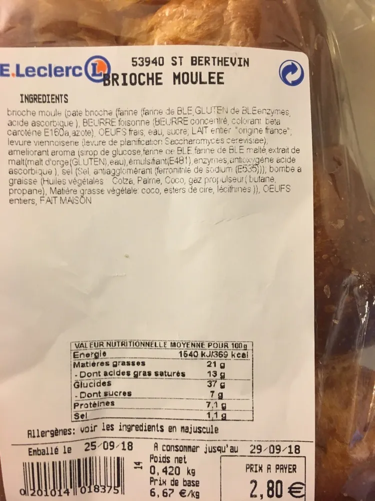 Brioche moulee