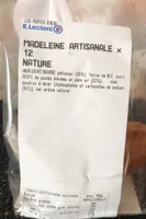 Madeleine artisanale x12 nature