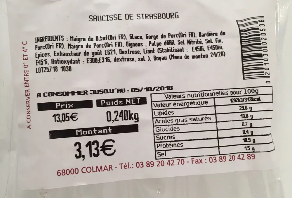 Saucisse de strasbourg
