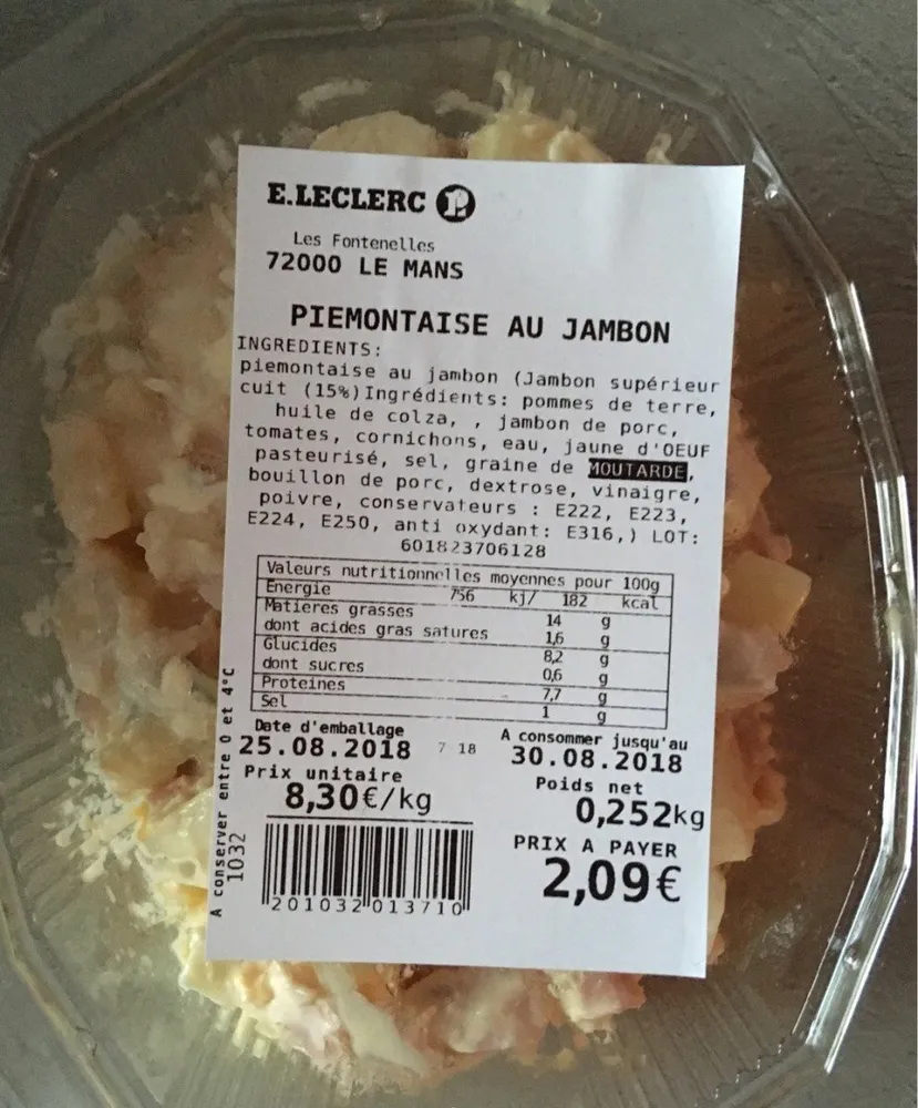 Piemontaise au jambon