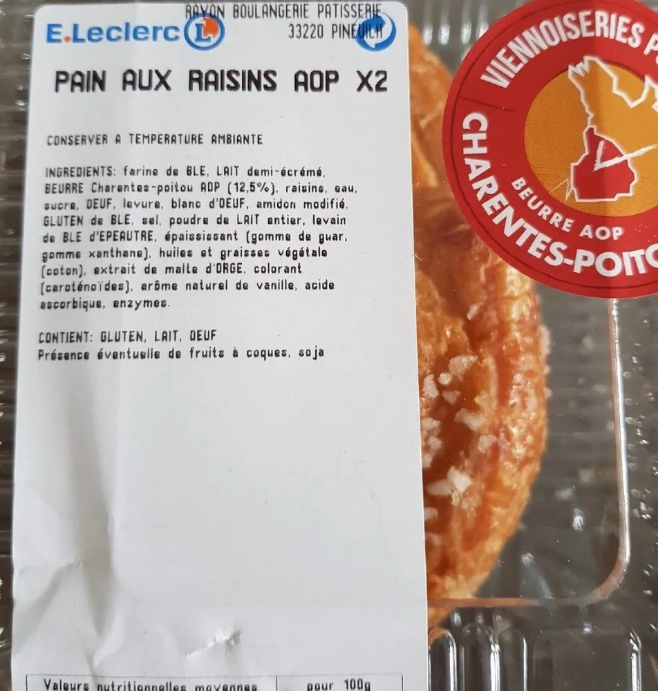 Pain aux raisins AOP