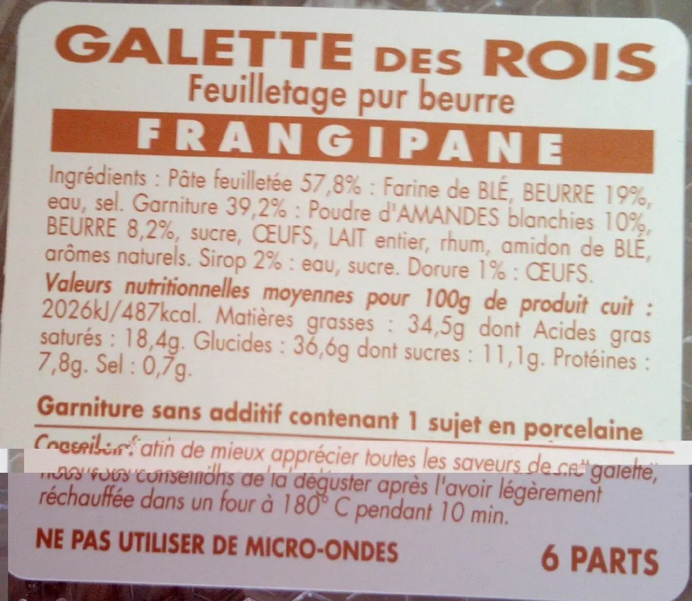 Galette des rois feuilletage pur beurre
