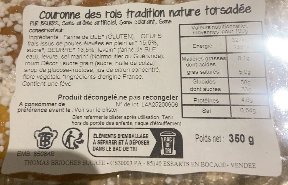 Couronne des rois tradition nature torsadée