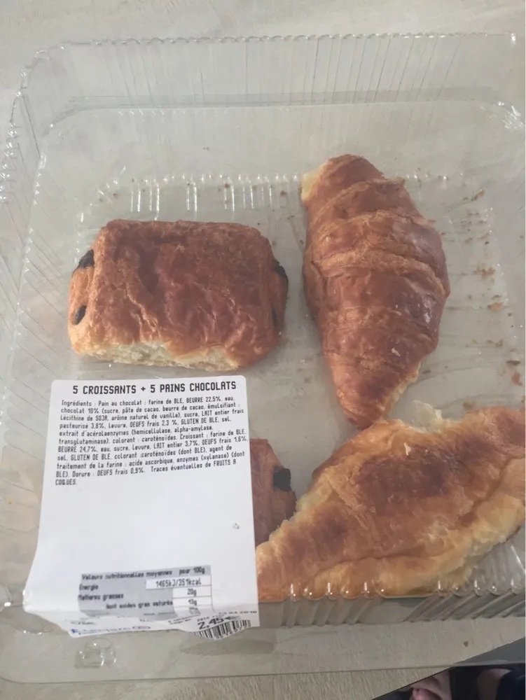 5 croissants + 5 pains chocolats
