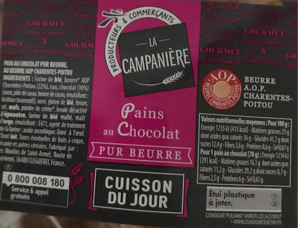 Pain chocolat pur beurre