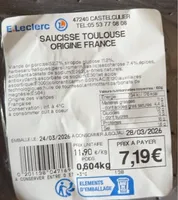 Saucisse toulouse origine france