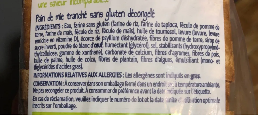 Pain de mie sans gluten