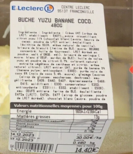 Buche Yuzu Banane Coco
