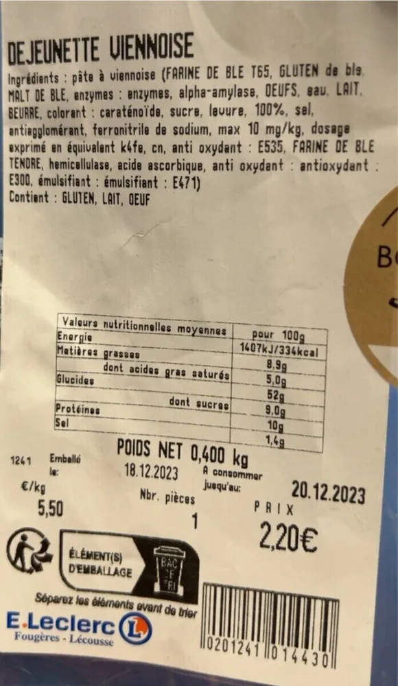 Déjeuner viennoise