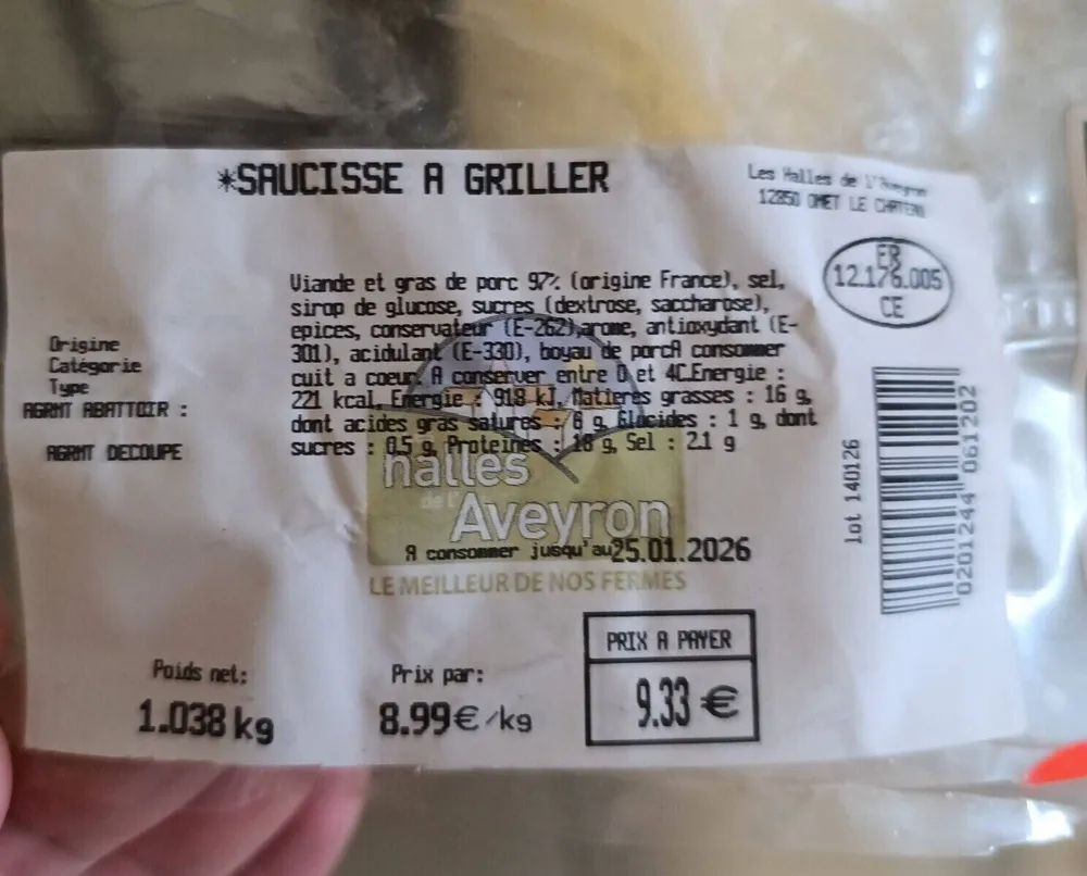 Saucisse à griller