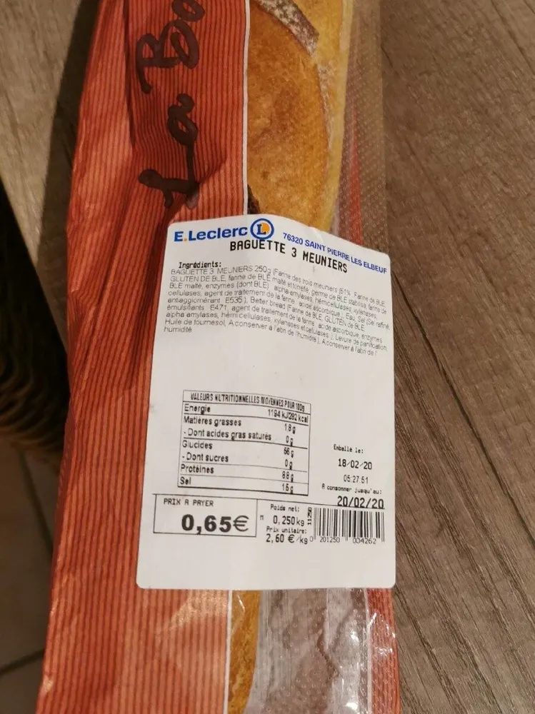 Baguettes 3 meuniers leclerc