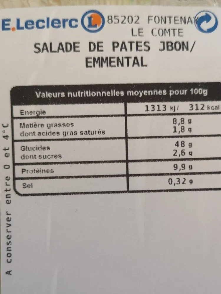 Salade de pâtes jbon/emmental