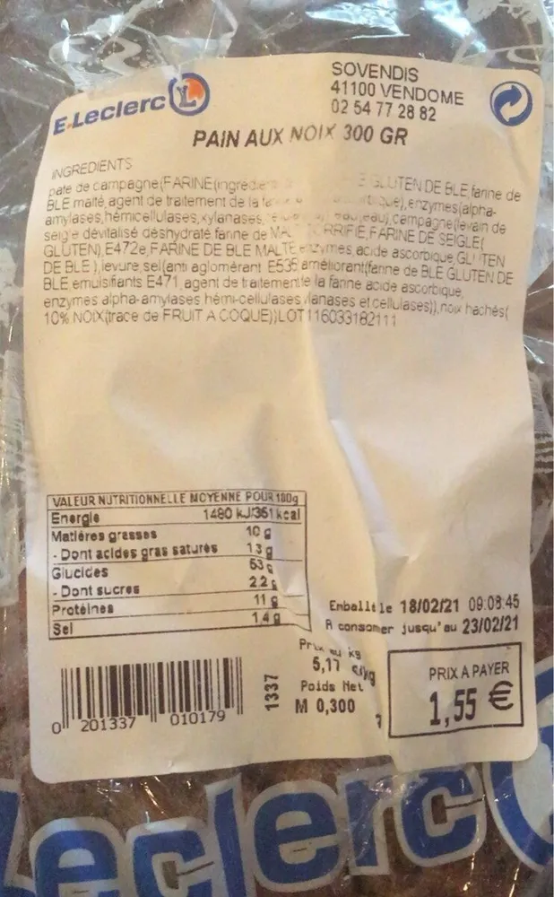 Pain aux noix 300 gr