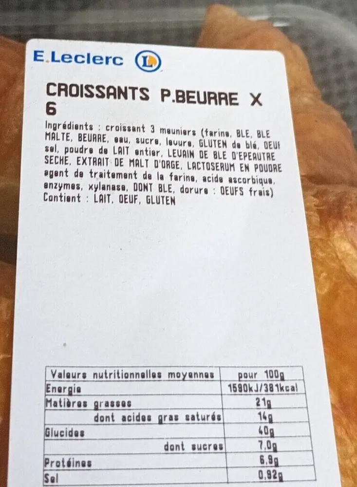 Croissant Beurre x 6