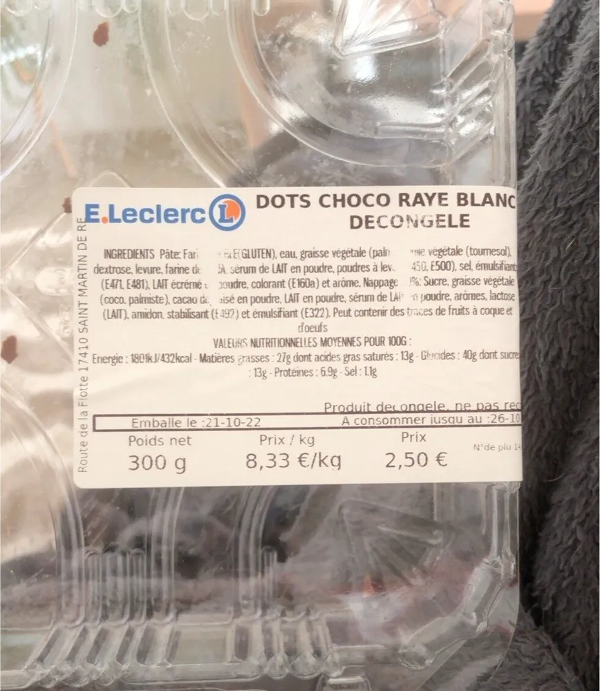 Dots choco raye blanc x4