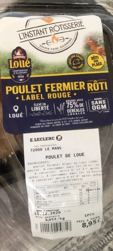Poulet fermier roti