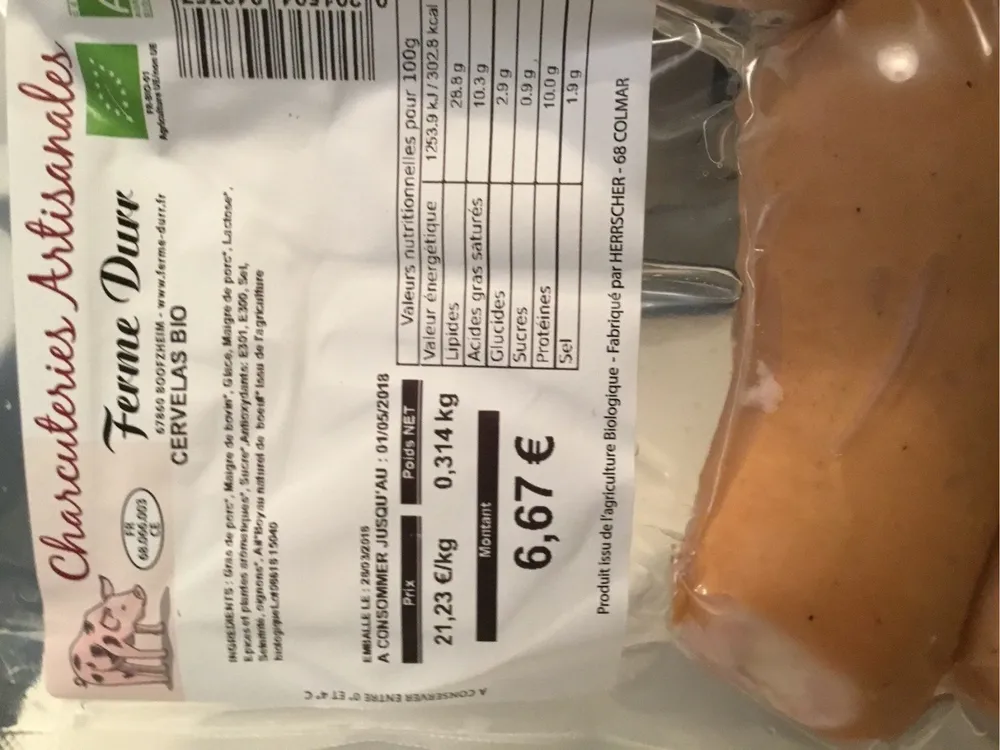 Cervelas bio