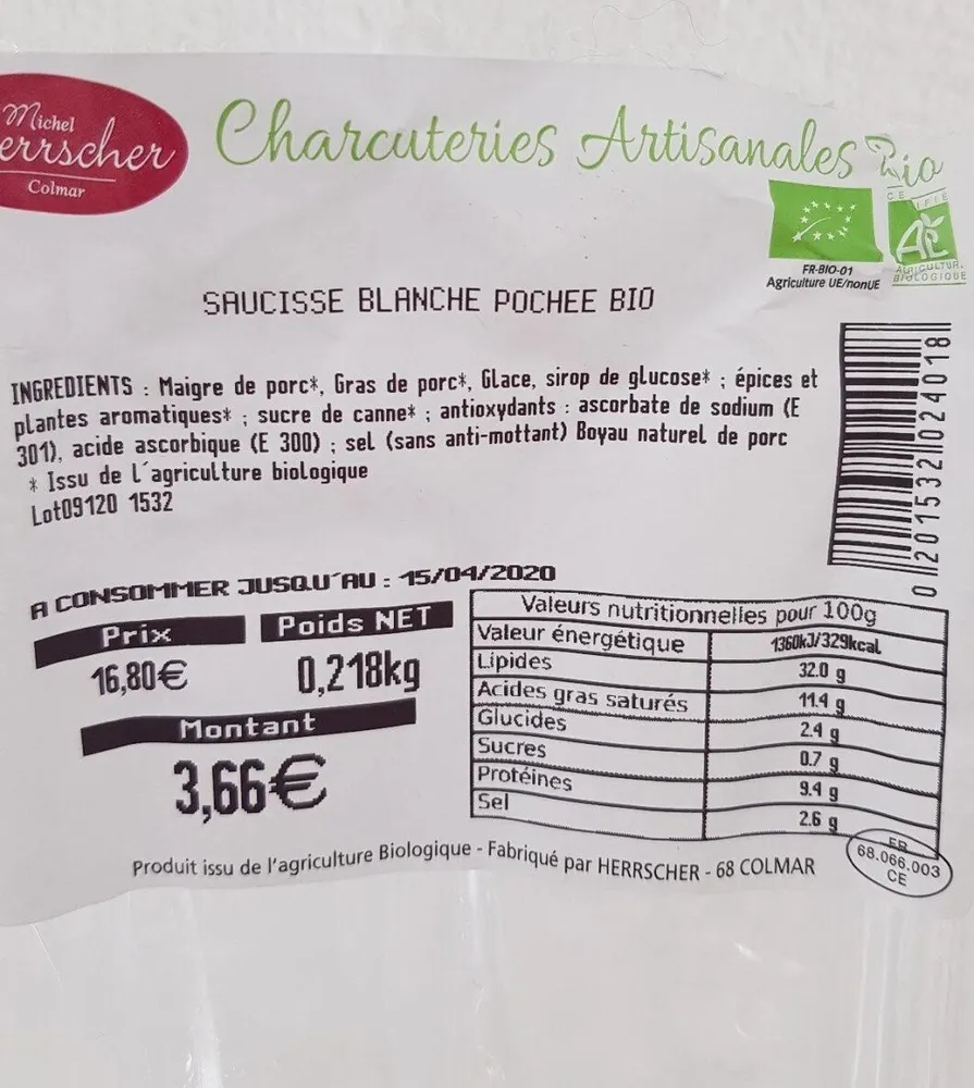 Saucisse blanche pochée