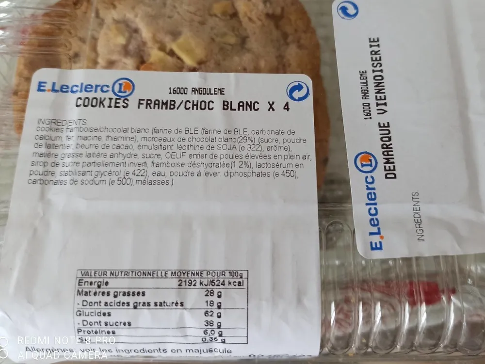 Cookies Françoise/chocolat blanc ×4