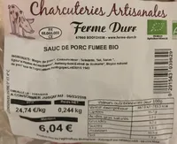 Saucisse de porc fumée bio