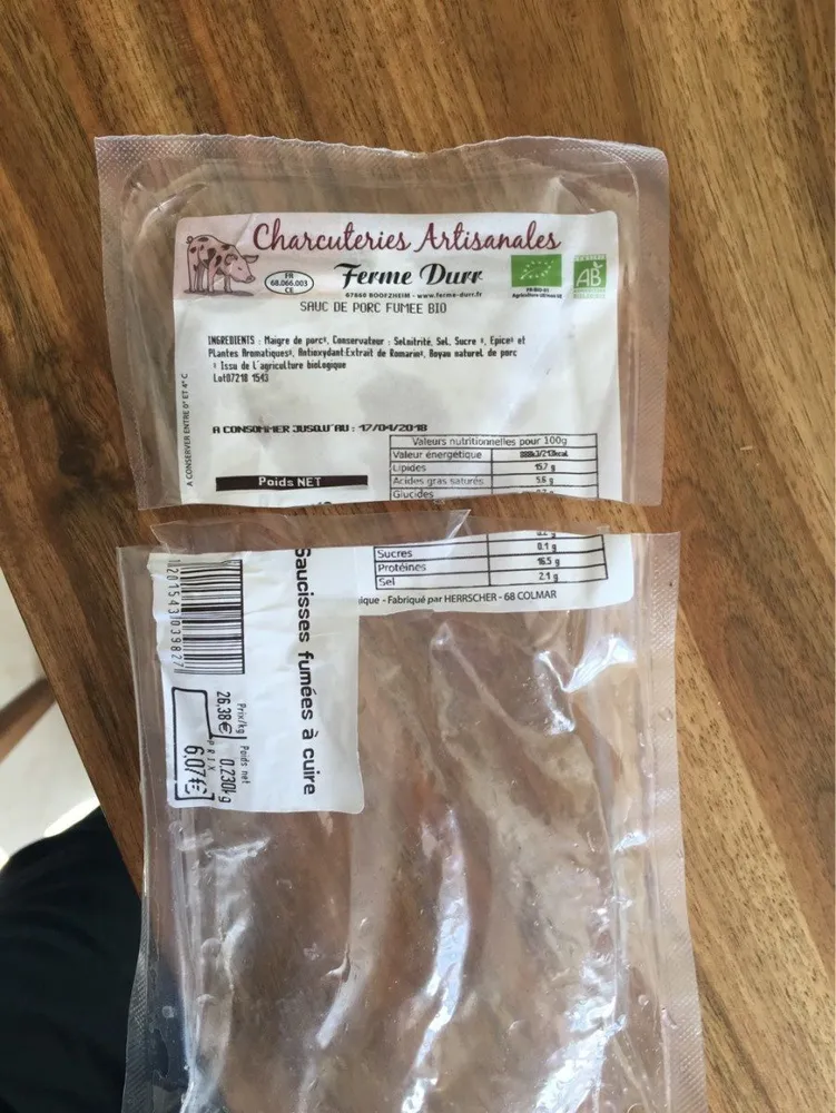 Saucisses fumées a cuire
