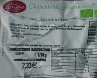 Saucisse à tartiner bio