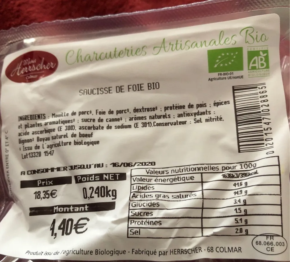 Saucisse de foie bio