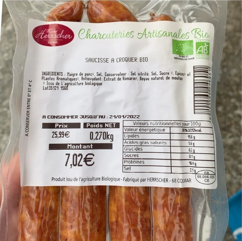 Saucisse a croquer bio