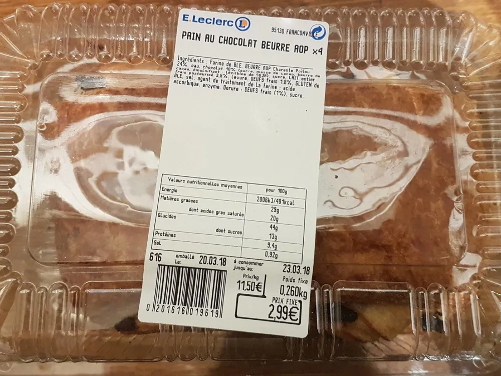 Pain au chocolat beurre AOP x4