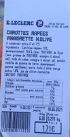 Carottes rapees vinaigrette huile d’olive