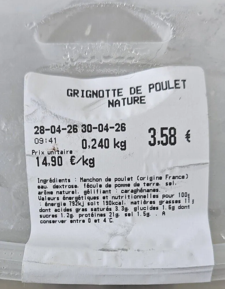 Grignotte de poulet nature