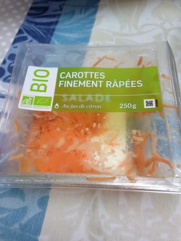 Carottes finement rapées Bio